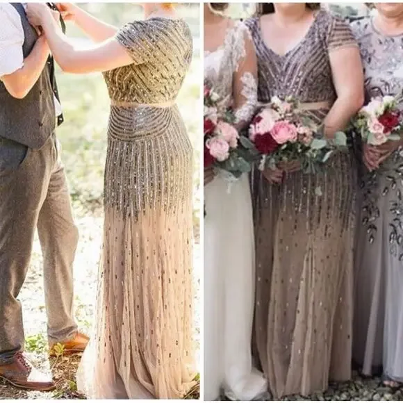 ADRIANNA PAPELL DRESS GOWN MOTHER OF THE BRIDE EVENING FORMAL WEDDING GUEST - Picture 5 of 16